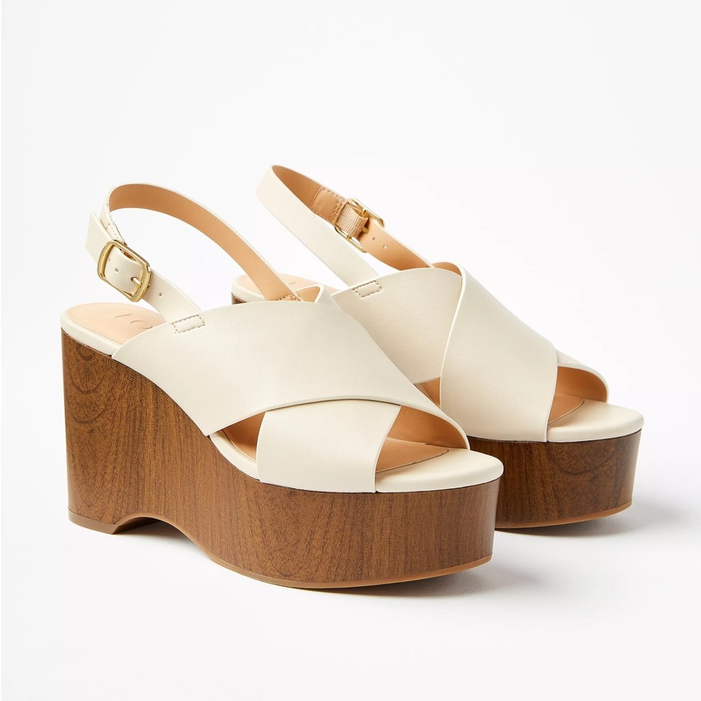 LOFT Cream Platform Sandals